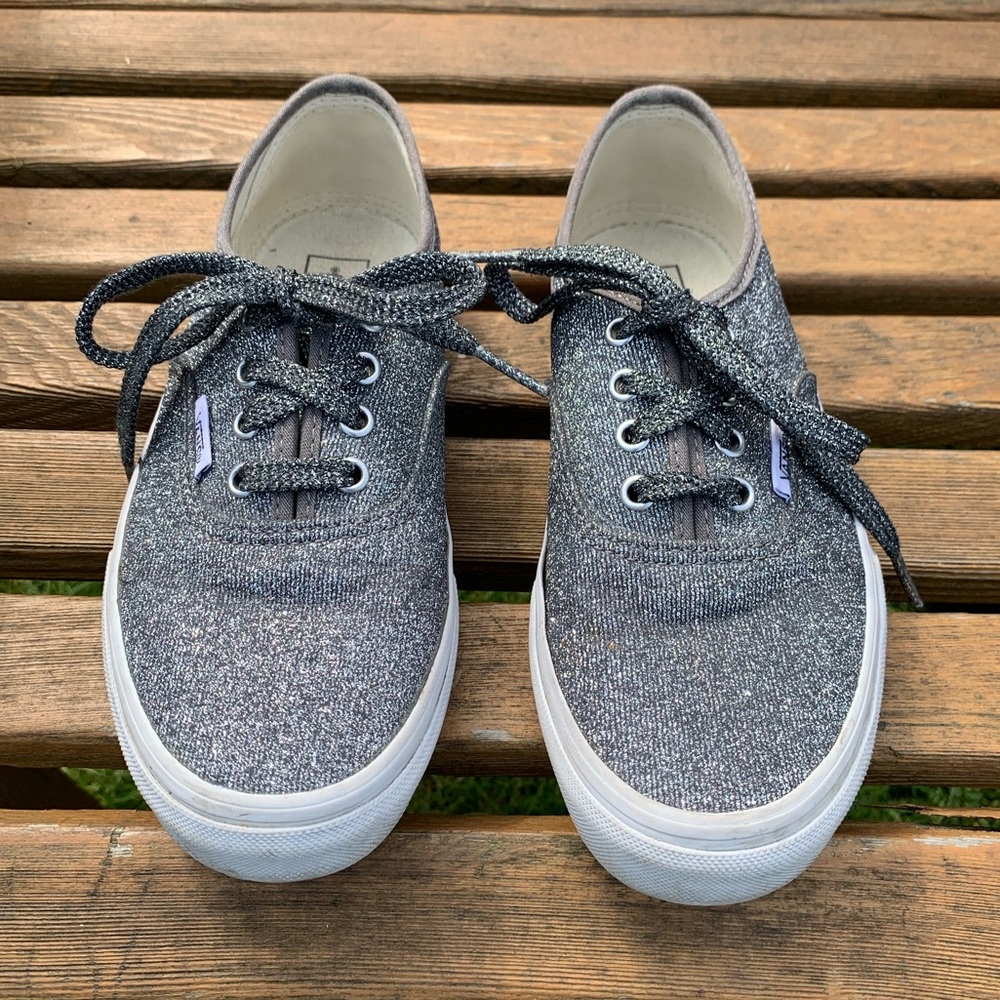 Kids Vans sparkly silver